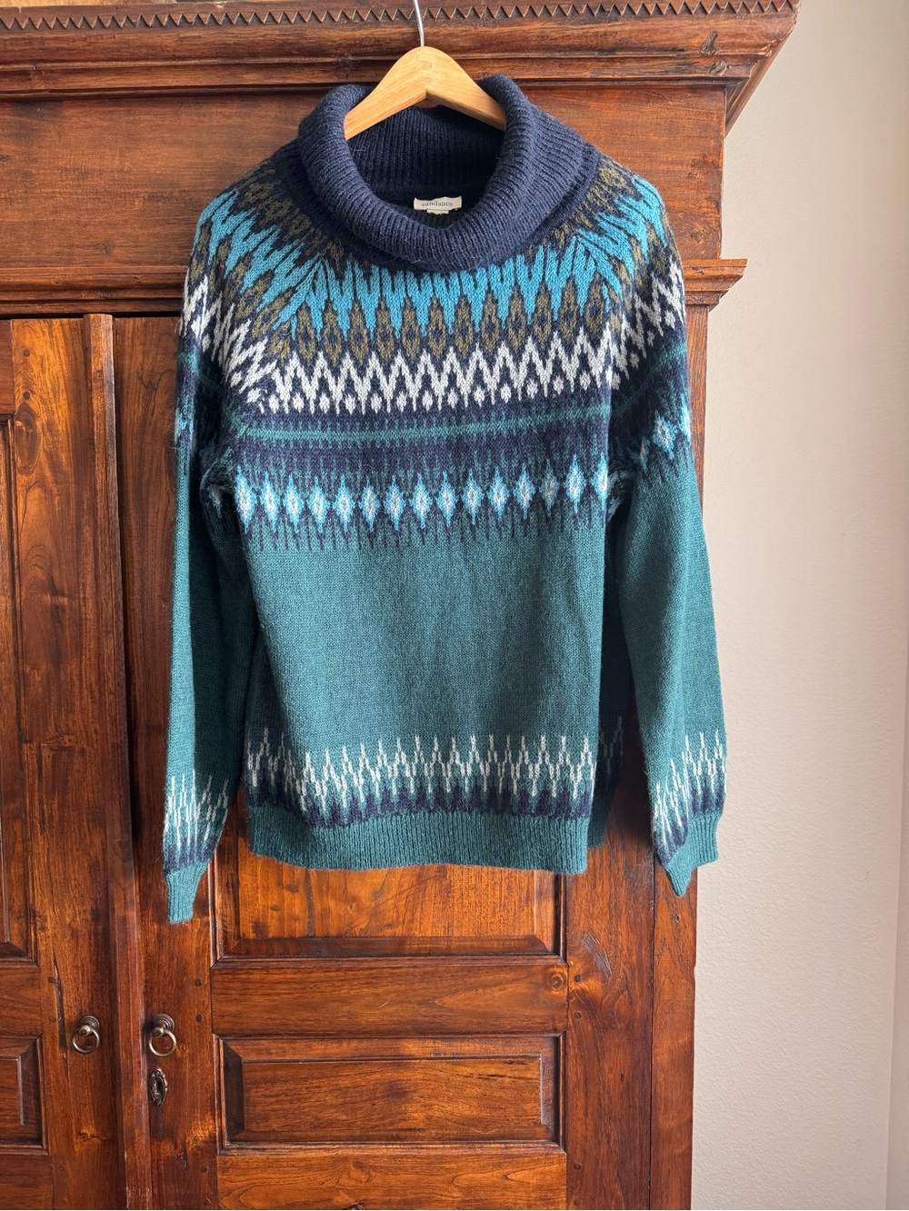 Sundance Fenella Fair Isle Wool Alpaca Blend Sweater in Jade